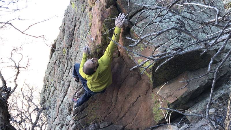 Nik sticking the crux.